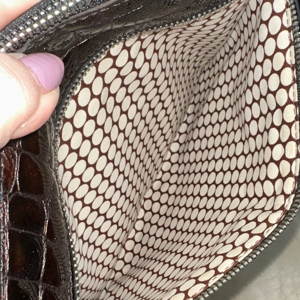 Brighton Black and Brown Crocodile leather nylon Crossbody with sunglasses case - Picture 7 of 15